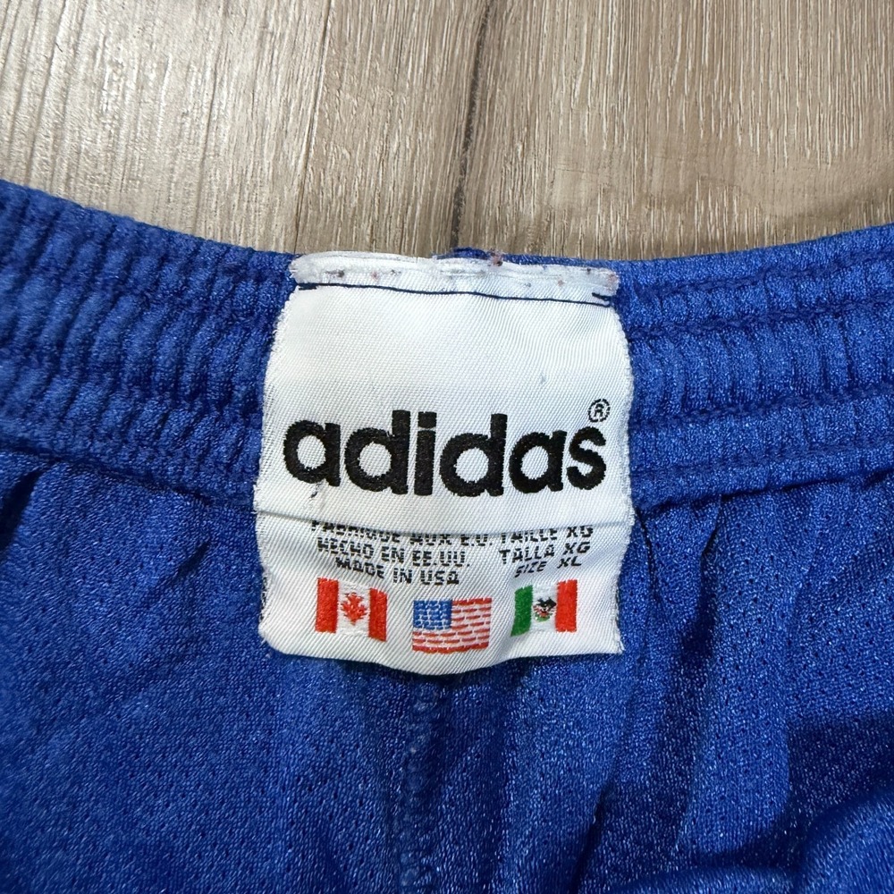 VTG Adidas Made in USA Blue Mesh 5" Shorts Youth XL Gym Basketball Trefoil - Picture 5 of 8